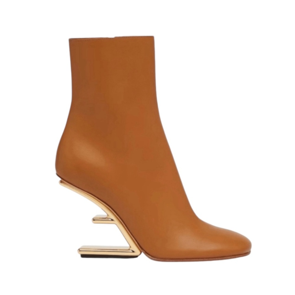 Fendi First Ankle Camel Leather Debris Boots